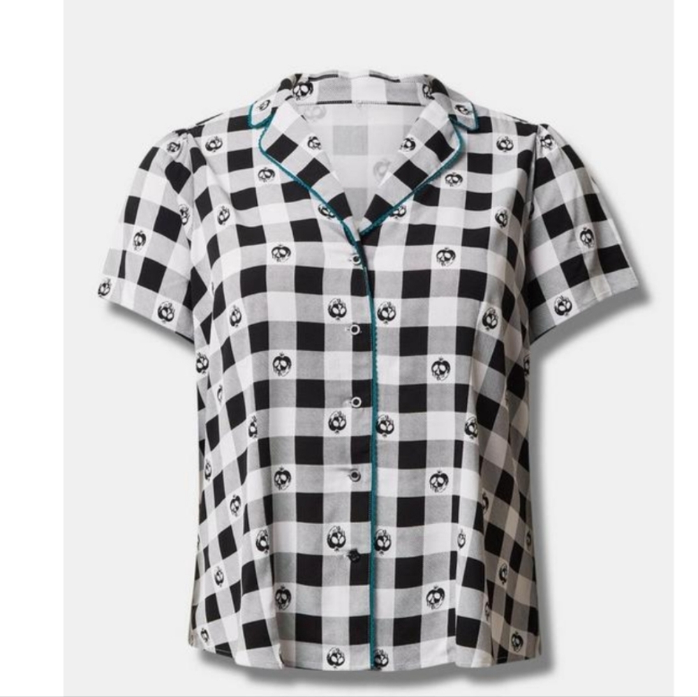 Torrid Disney Villains Stretch Poplin Collared Button Up Blouse